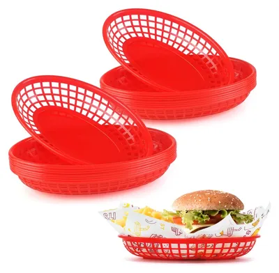 Image de Paniers ovales en plastique réutilisables pour les collations et les fruits