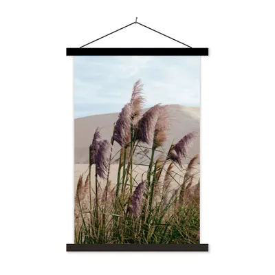 Produktbild von MuchoWow® Textilposter Pampasgras - Sand - Pflanzen - Düne 60x90 cm mit schwarzem Rahmen - Poster Wohnzimmer