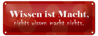 Produktbild von Blechschild Spruch 27x10cm Wissen ist Macht Dekoration