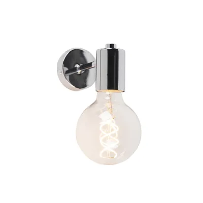 Produktbild von QAZQA - Design Moderne Wandleuchte Chrom neigbar - Facil I Wohnzimmer I Schlafzimmer - Stahl Rund - LED geeignet E27