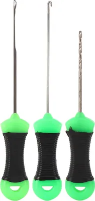 Obrázek produktu pro 3ks Edelstahl Karpfenfischerköder Köder Nadel Kunststoff grün schwarzer runde Griff