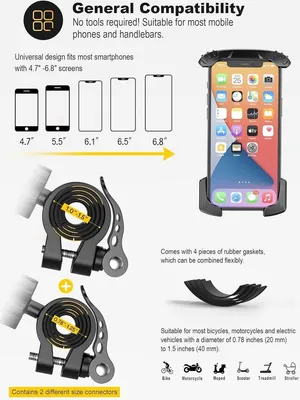 Fahrradhalterung für Telefon - Anti-Shake Telefonhalterung - Schnellspanner aus rostfreiem Stahl - 360 Grad drehbar