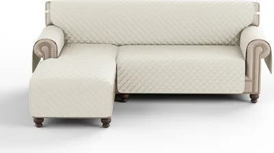 Obrázek produktu pro Prošívaný chránič pohovky ve tvaru písmene L Protector Non-slip Waterproof Armchair Cover Sofa Cover Covers For Armchair Sofa Recliner, barva: bílá, velikost: M