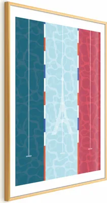 Produktbild von Posterpapier Poster - Illustration of a Pool Against the French Flag 60x90 cm Abstrakt i-C-10077-ao-a