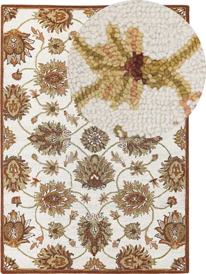 Produktbild von BELIANI Teppich Beige / Braun Wolle 160 x 230 cm Kurzflor Orientalisches Muster Rechteckig Wohnzimmer Schlafzimmer Flur