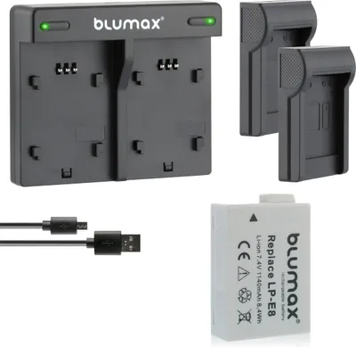 Produktbild von 1x Akku + Lader für Canon Lp-E8 EOS 550D 650D 700D Rebel T3i 1140 mAh (7,2V)
