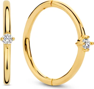 Produktbild von New Bling 9NBG-0648 Gold-Ohrringe mit Zirkonia - 12mm Durchmesser - 2mm Zirkonia - Ohrringe - 14 Karat - Gold