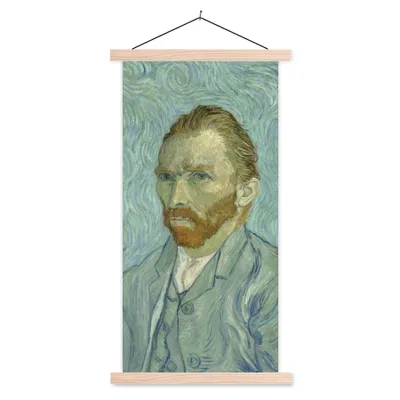 Produktbild von MuchoWow® Textilposter Selbstporträt - Vincent van Gogh 40x80 cm mit holzfarbenen Rahmen - Wohnzimmer