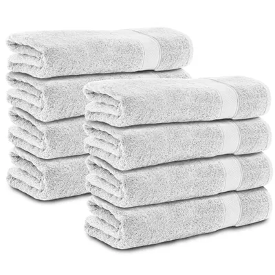 Produktbild von Komfortec 8er Duschtücher 70x140 cm Set aus 100% Baumwolle, 470g/m², Frottee, Weich, Weiß