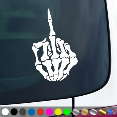 Produktbild von PantherPixel Skelett Mittelfinger Aufkleber Knochen Stinkefinger Sticker Auto Geschenkidee Farbe Weiss