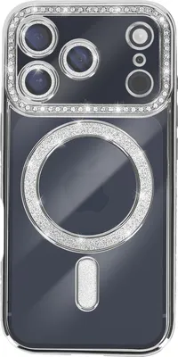 Produktbild von Avizar, Hülle iPhone 17 Pro Max MagSafe-kompatibel mit Strass-Rand, Silber