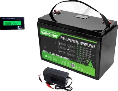 Obrázek produktu pro Baterie LiFePO4, kapacita 100 Ah, vysoký výkon, nabíječka 24 V 60 Ah