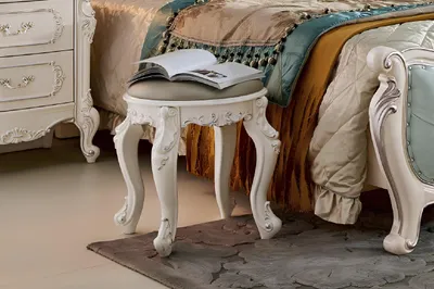 Produktbild von Barock Sitzhocker Schminktisch Hocker Echtholz Polsterhocker Polster Ottomane