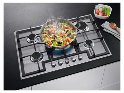 Produktbild von AEG HGB75520SM, Edelstahl, Integriert, 75 cm, Gaskochfeld, Edelstahl, 5 Zone(n)