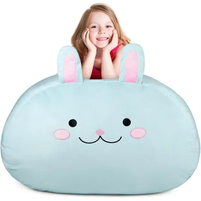 Productafbeelding van GAGAKU Knuffeldierslaapzak, opbergmand, hoes, konijn, 200 liter, XXL, speelgoedopbergzak voor kinderkamers, blauw