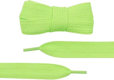 Image de CHPN – Lacets – Lacets – Lacets fluo verts – Pointe de chaussure – Accessoires pour chaussures – Vert fluorescent – 100 cm – 1 paire – Lacets plats