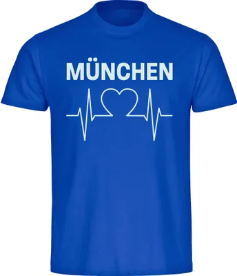 Produktbild von multifanshop Herren T-Shirt - München blau - Herzschlag, blau, Größe XL