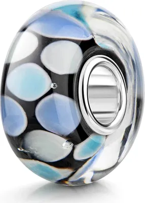 Produktbild von MATERIA by Matthias Wagner Glas Bead blau weiß schwarz mit Punkten für European Beads Armband 1069