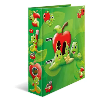 Produktbild von HERMA Motiv-Ordner A4 Fritz der Wurm, A4, Halteöse, Karton, Mehrfarbig, 7 cm, Leiter