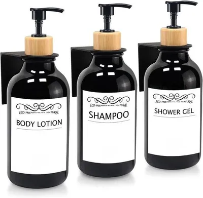 Produktbild von Famanu Seifenspender Set 500 ml mit Pumpe – Schwarz, 3er Set