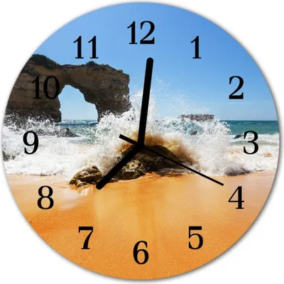 Produktbild von Glasuhr Wanduhr Küchenuhr Echt-Glas 30fi cm Strand braun