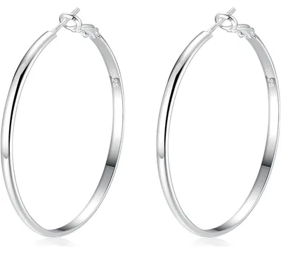 Produktbild von Creolen 925 Sterling Silber Dünn Groß 40mm Hypoallergen Damen