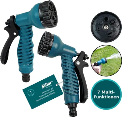 Produktbild von 2x Sillar Gartenbrause, Spritzdüse für Bewässerung Rasen, 7 Einstellbare Garten Handbrause