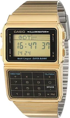 Produktbild von Casio Uni-Armbanduhr Databank Digital Quarz Edelstahl beschichtet