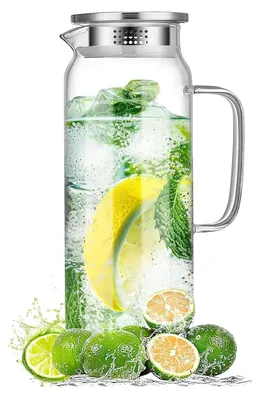 Glaskaraffe 1,5 L mit Deckel, hitzebeständig, Borosilikatglas