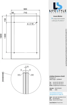 Produktbild von Glaszentrum Hagen 160x90 cm Glasvordach Klar RAL7016-S