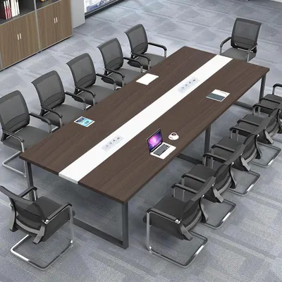 Immagine prodotto di Tavolo da conferenza con sistema di gestione dei cavi, dimensioni 320x100x74 cm, design moderno, ideale per l'ufficio