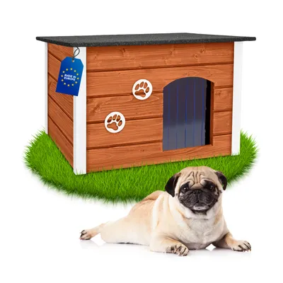 Große Hundehütte Für Innen - 68,6cm Mit Plüschkissen, Grau