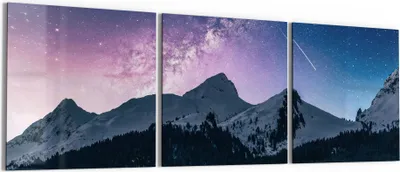 Produktbild von DEQORI Glasbild Echtglas 3x50x50 cm 'Nachthimmel in den Bergen' Wandbilder XXL groß