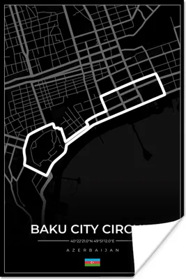 Produktbild von MuchoWow® Poster Rennstrecke - Rundkurs - F1 - Baku City Circuit - Aserbaidschan - Schwarz 20x30 cm - Papierdruck