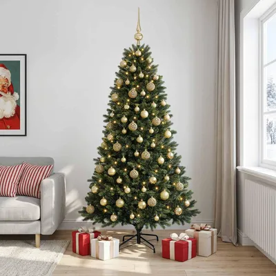 Zdjęcie produktu dla Sztuczne drzewko świąteczne z ozdobami, wysokość 180 cm, 300 diod LED