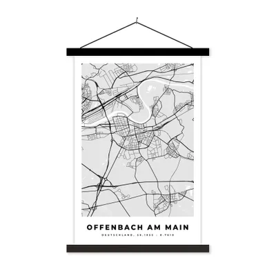 Produktbild von MuchoWow® Textilposter Offenbach Am Main - Karte - Stadtplan - Deutschland 120x180 cm mit schwarzem Rahmen - Fotos