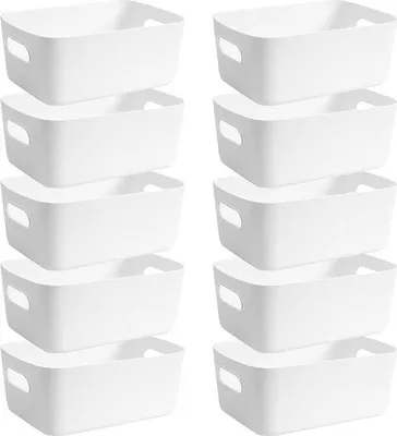 Produktbild von Famanu Aufbewahrungsbox klein 20 cm 10 Stück - Aufbewahrungskorb mit Griffen für Küchen-Organizer