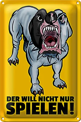 Produktbild von Blechschild Spruch 18x12cm Der will nicht nur spielen Hund