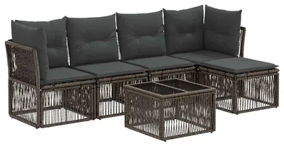 Immagine prodotto di Set di divani da giardino vidaXL, 6 pezzi, grigio, in rattan sintetico