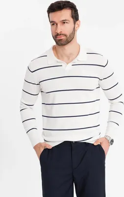 Zdjęcie produktu dla Ombre Clothing Koszulka męska z długim rękawem Kalila biały XL