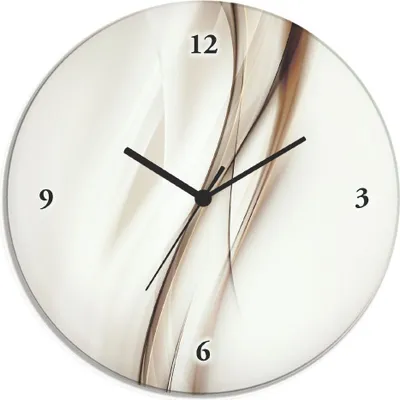 Produktbild von ARTland Glas Wanduhr Quarzuhr - schwarzer Zeiger Braune abstrakte Welle Größe: 30x30 cm