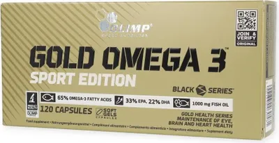 Obrázok produktu pre Olimp Nutrition Gold Omega-3 Sport Edition, kapsula, vitamín E, 120 kusov, 12 mg