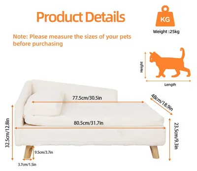 Produktbild von Hundesofa – Hundebank – Hundebett – Hundekissen – erhöht – für kleine bis mittelgroße Hunde