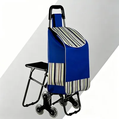 Image de Chariot de courses pliable avec siège et 6 roues