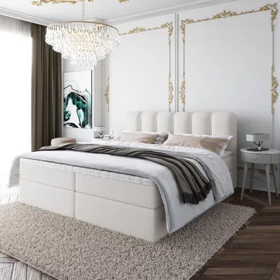 Produktbild von Boxspringbett NANDO Topper T25 Bett  mit Bettkästen Polsterbett, Bettgestell, Doppelbett, Stauraum, Schlafzimmer (200x200, Creme - Fredo 15)