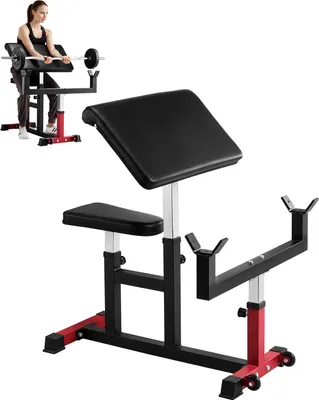 Obrázok produktu pre VEVOR Preacher Curlbank stroj na posilňovanie bicepsov, (max. zaťaženie 200 kg) Domáce fitness zariadenie, stanica na posilňovanie bicepsov s činkou a jednoručkami v sede, nastaviteľné lavice na posilňovanie
