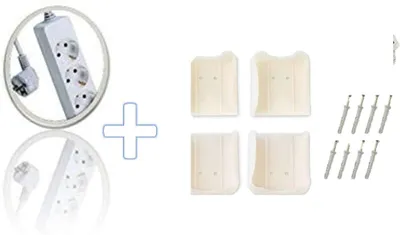 Produktbild von 3fach Steckdose mit STECKDOSENLEISTEN Wandhalter und eine Kombi Steckdose mit 3-fach Steckplätze Weiss