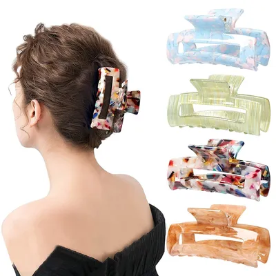 Image de 4er Set Acrylic Hair Clips Schildpatt & Leopard Print Hairpins