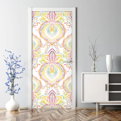 Produktbild von Dekorative Türaufkleber selbstklebend Klebefolie Dekorfolie Türtapete Indisches Muster 77 x 200 cm