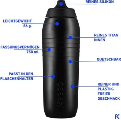 Produktbild von KEEGO Trinkflasche Titanium White 0.75L, 750 ml, Sport, Weiß, Titan, Erwachsener, Sportdeckel